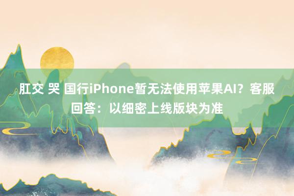 肛交 哭 国行iPhone暂无法使用苹果AI？客服回答：以细密上线版块为准