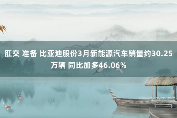 肛交 准备 比亚迪股份3月新能源汽车销量约30.25万辆 同比加多46.06%