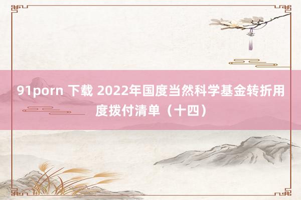 91porn 下载 2022年国度当然科学基金转折用度拨付清单（十四）